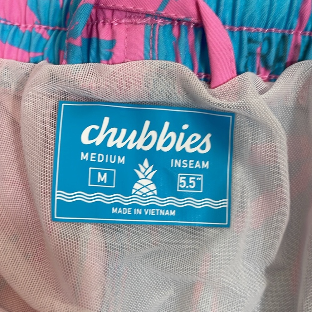 Chubbies Prince Of Prints Swim Trunks Size M Pink Blue Lined EUC - Picture 5 of 13